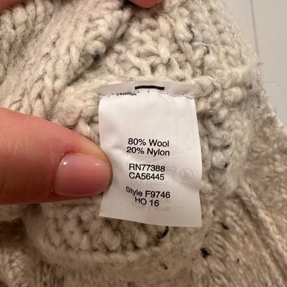 Madewell Speckled Cream Cable-Knit Turtleneck Sweater - Picture 4 of 6